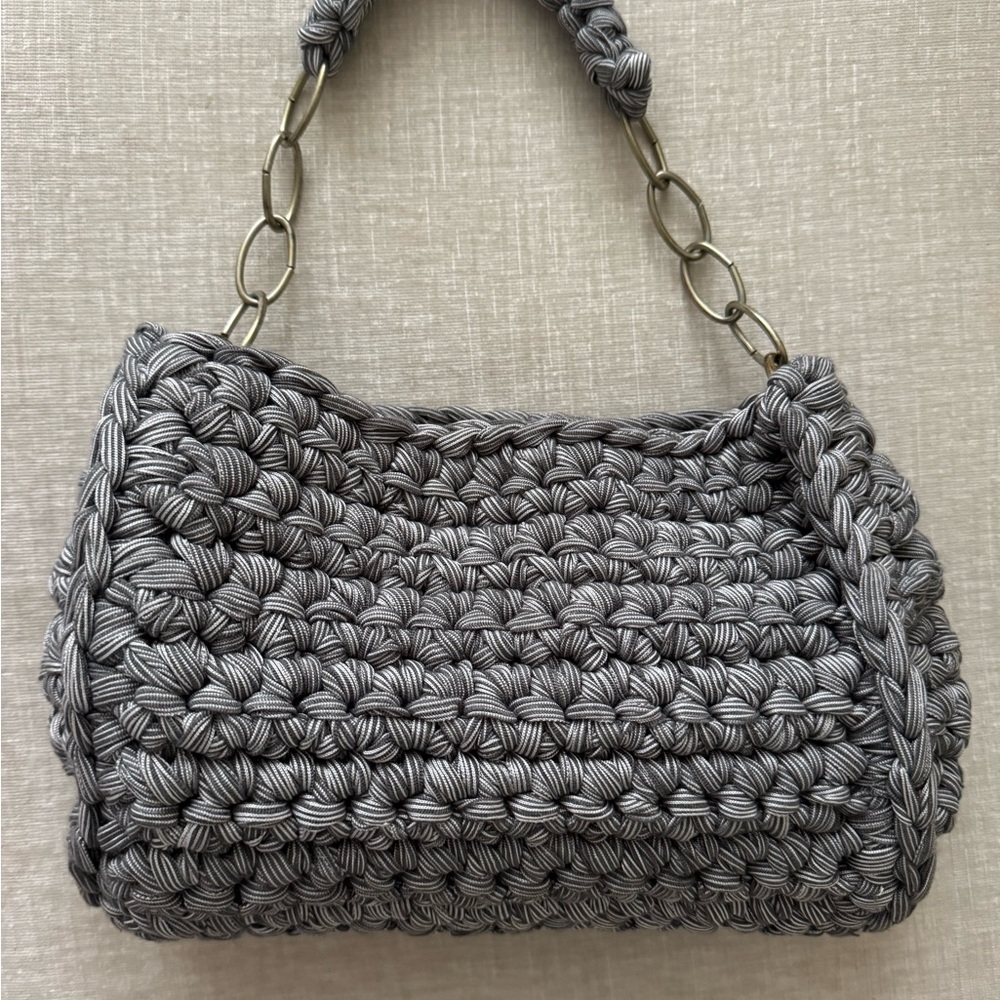 Gray Woven Handbag